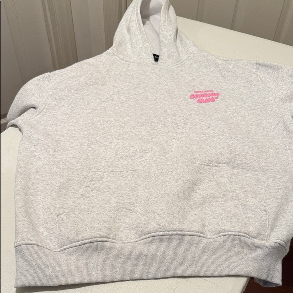 White Fox Boutique Gray Pink Logo Hoodie Boxy Cozy Oversized Warm Outdoor L/XL - Picture 11 of 13